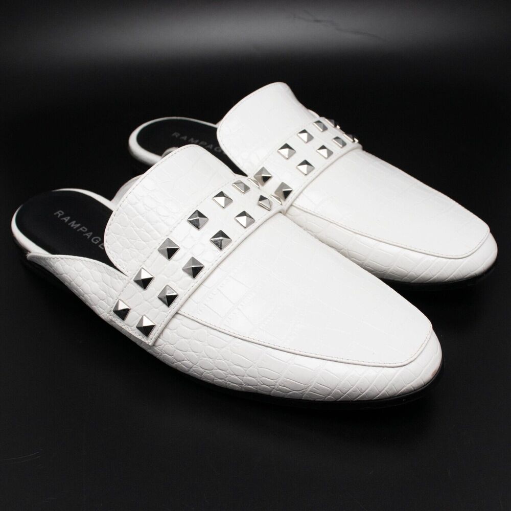 Rampage Brady Mule White Croc Stud Slide Shoes Womens SIZE 9.5